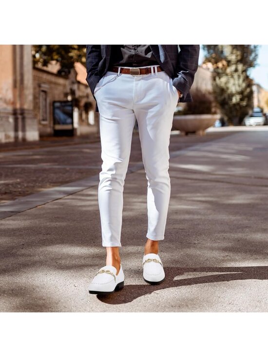 Meijiana Men\'s White08 Microfiber Loafers Buckle PU Leather Weeding Dress Shoes main image 5